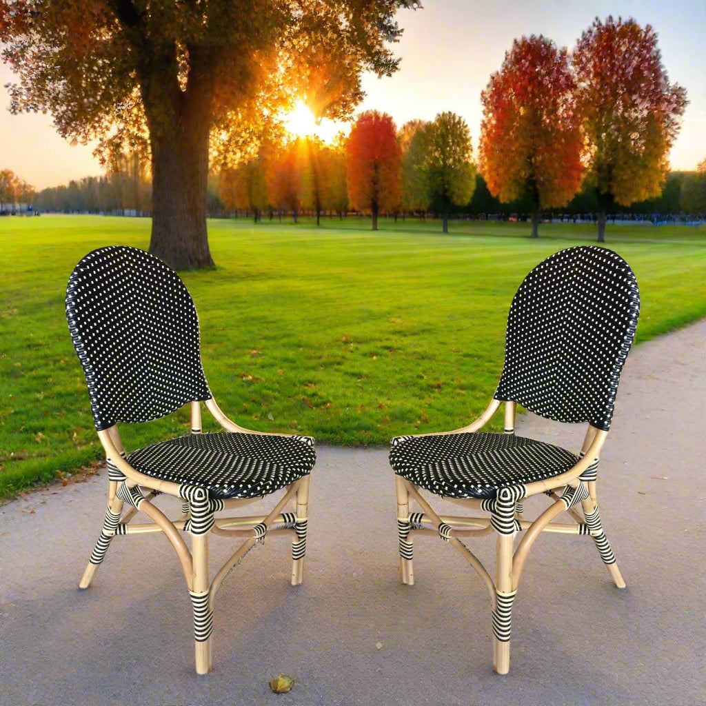French Bistro Chair - Black/Beige Set Of 2