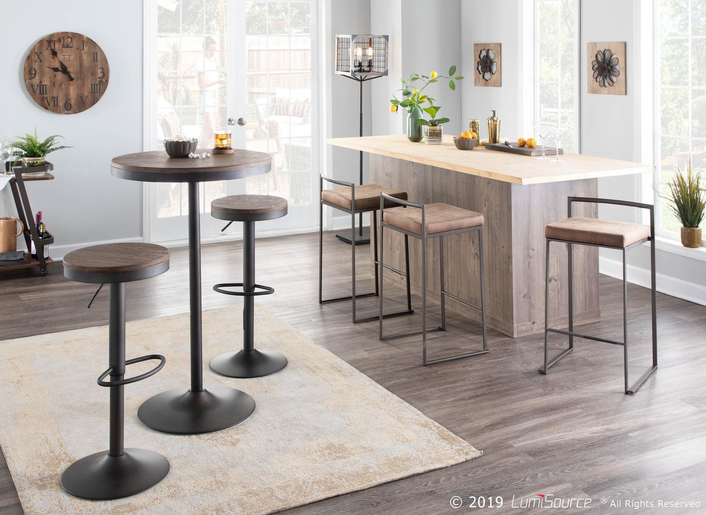 Dakota 3-Piece Industrial-Farmhouse Dining Set in Antique