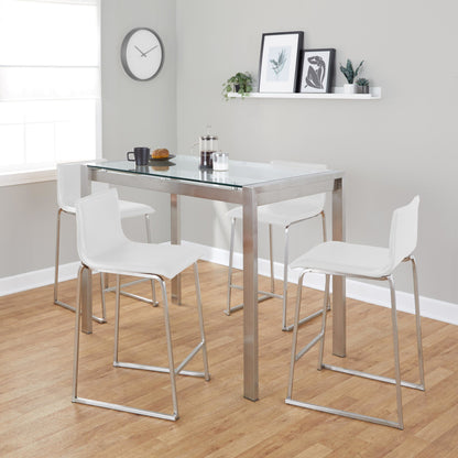 Fuji-Mara Upholstered Counter Height Dining Set - 5 Piece, White