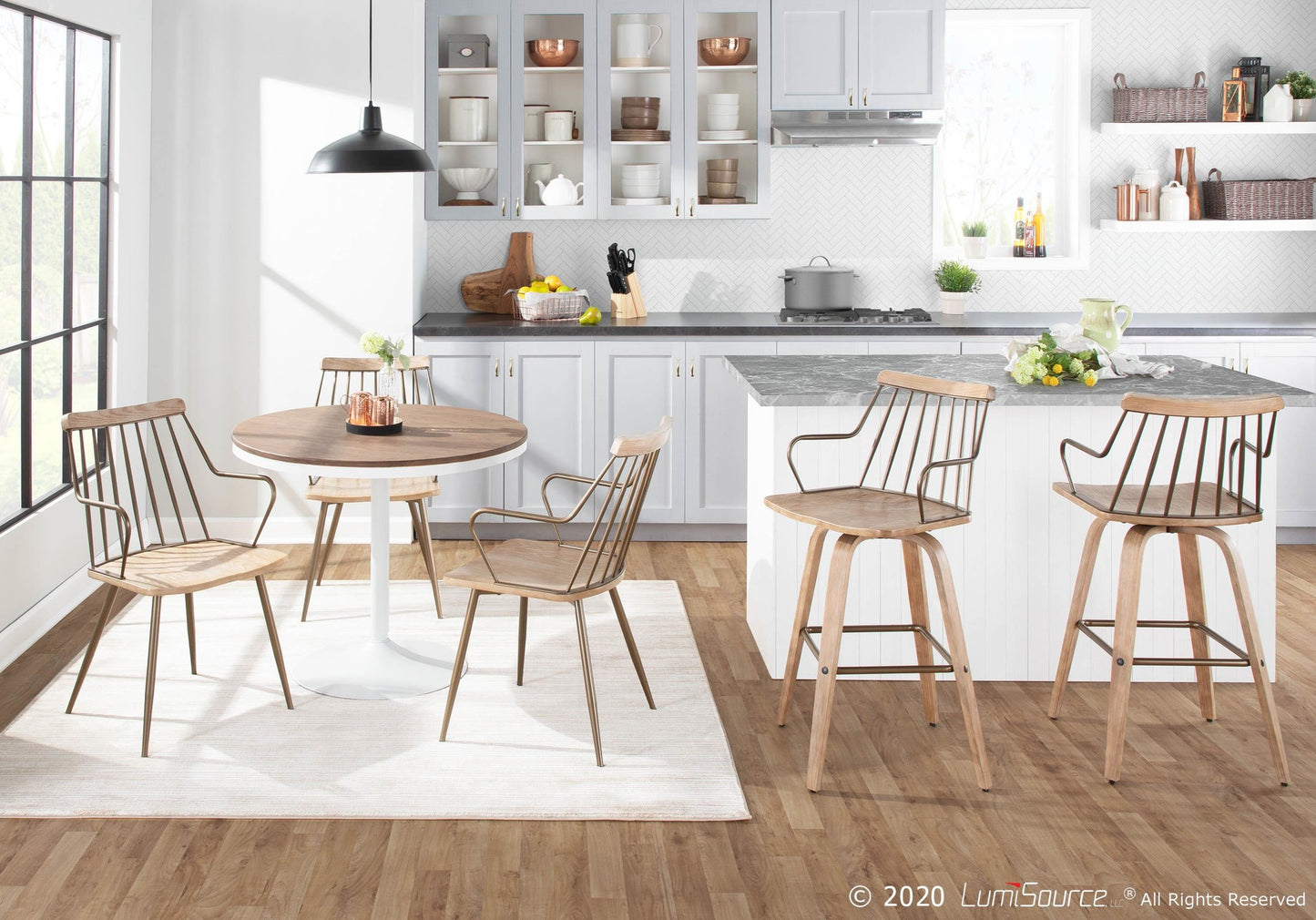 Dakota Dining Table, White/Brown