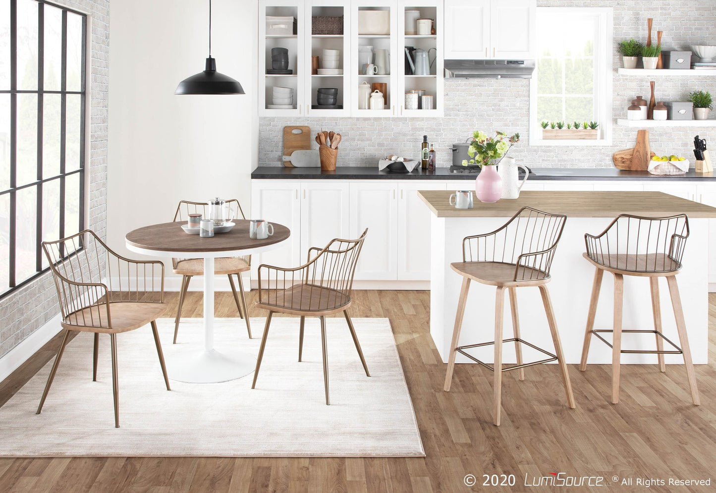 Dakota Dining Table, White/Brown
