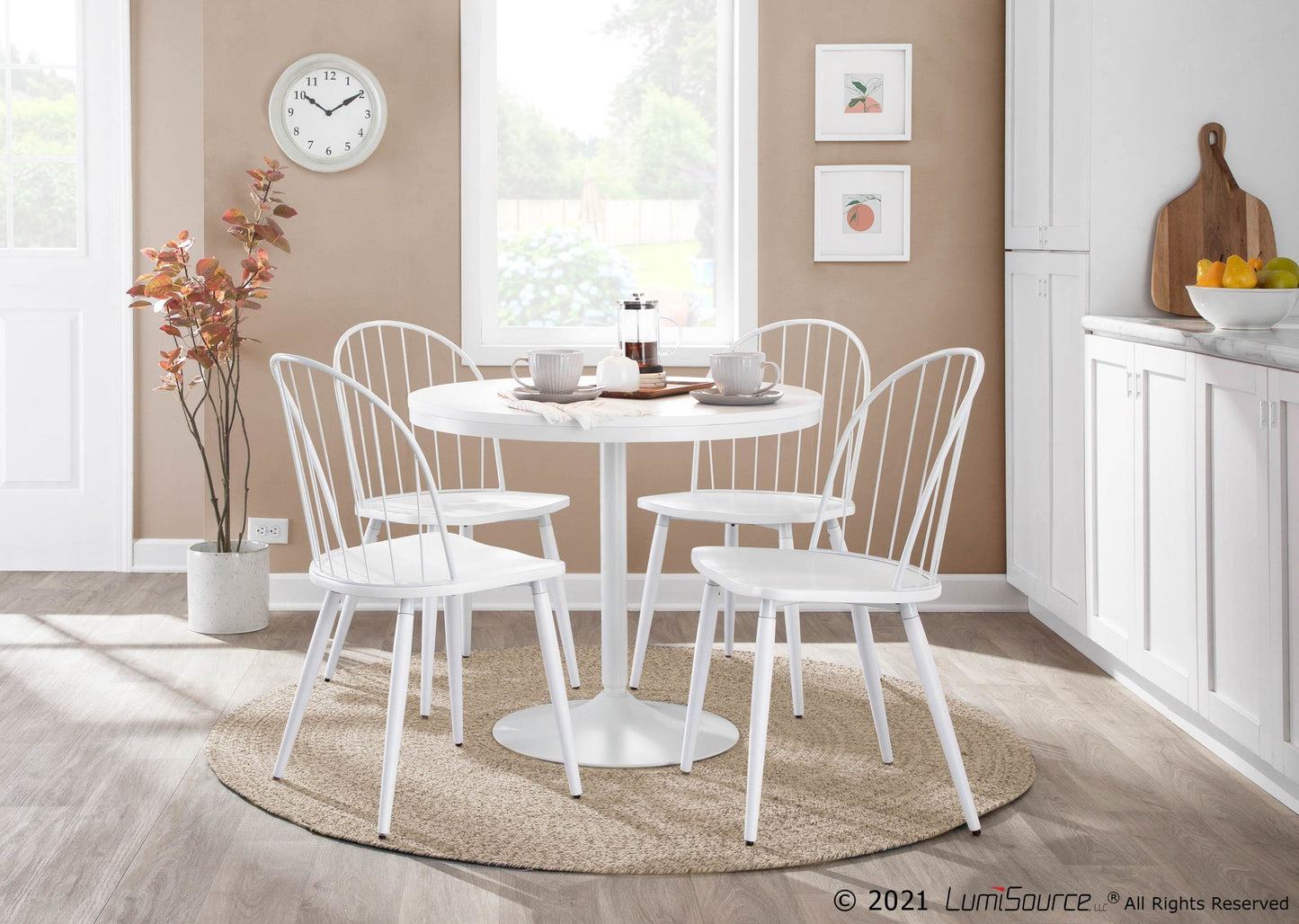 Dakota Dining Table, White/White
