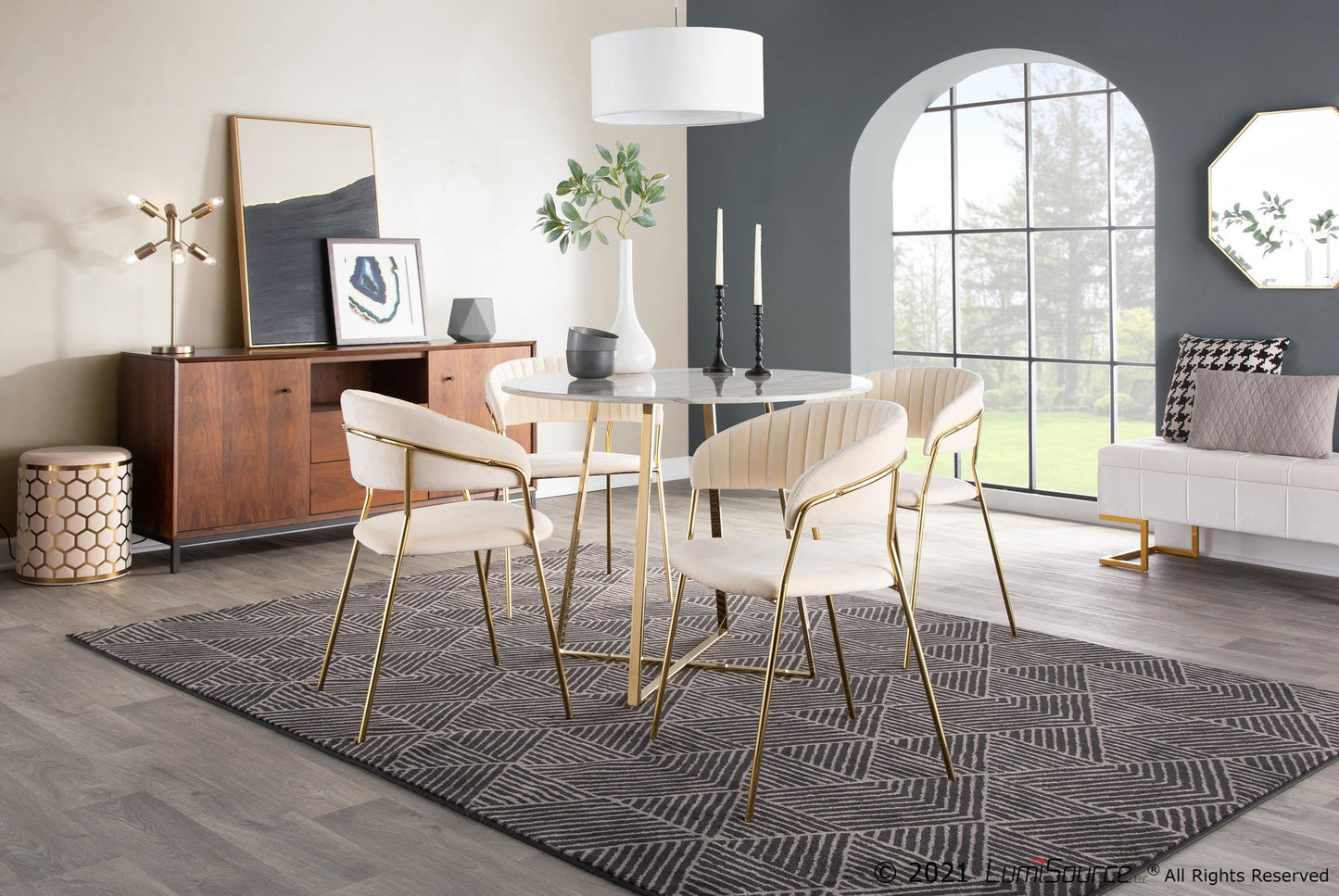 Cosmo Dining Table, Gold/Marble