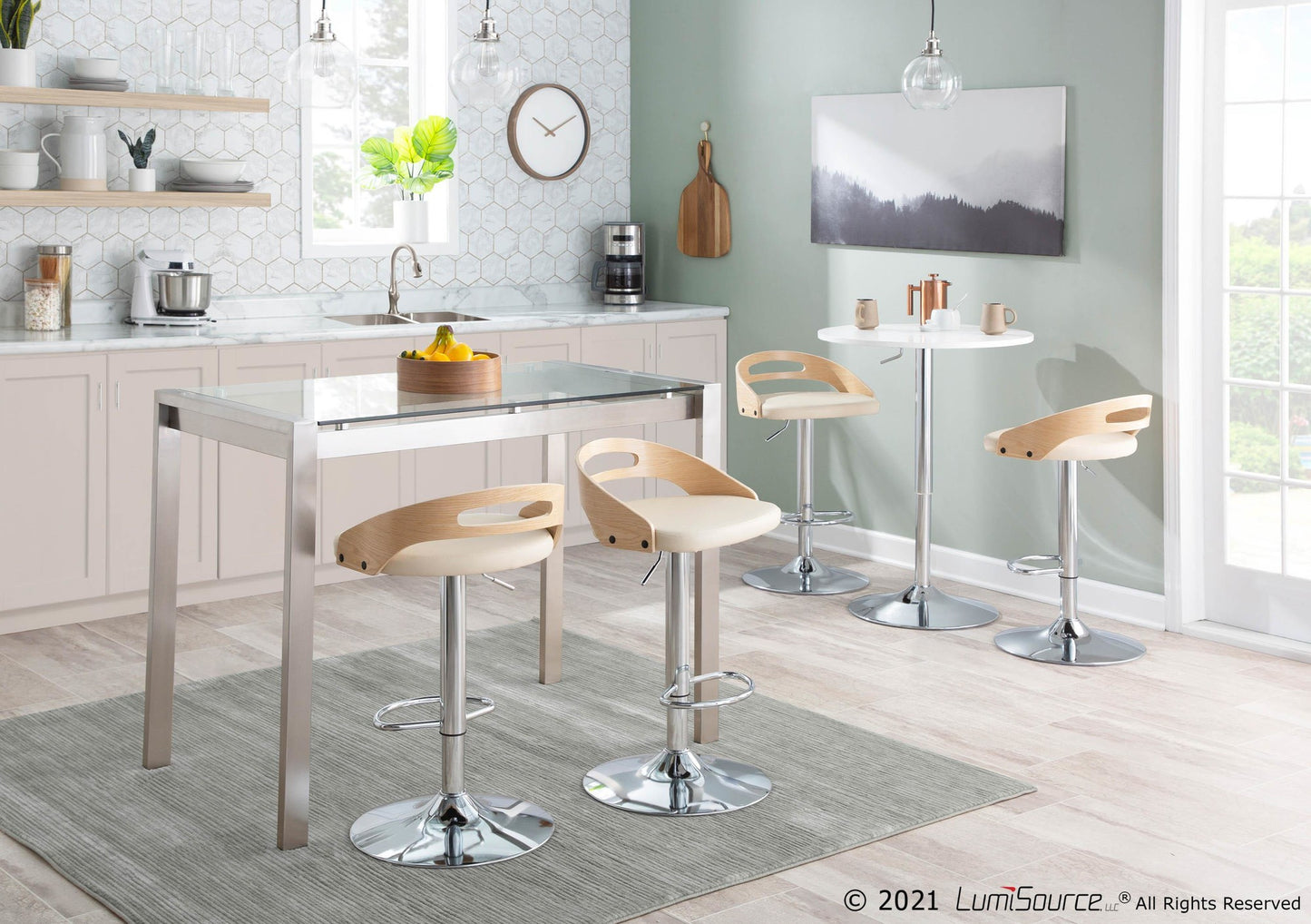 Adjustable Bar Table, White