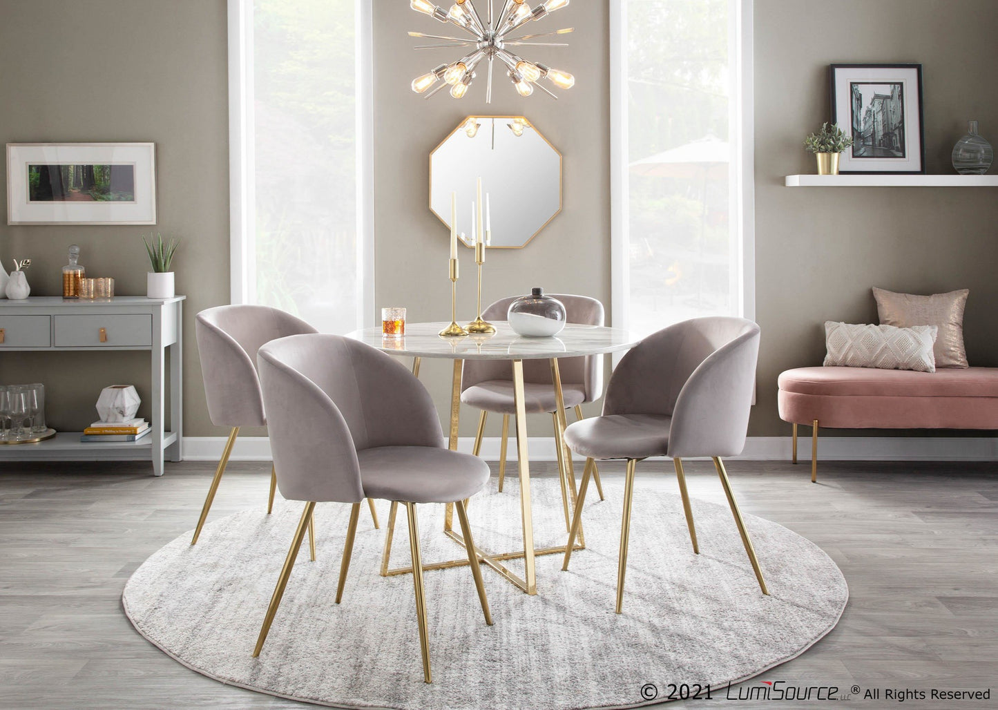 Cosmo Dining Table, Gold/Marble