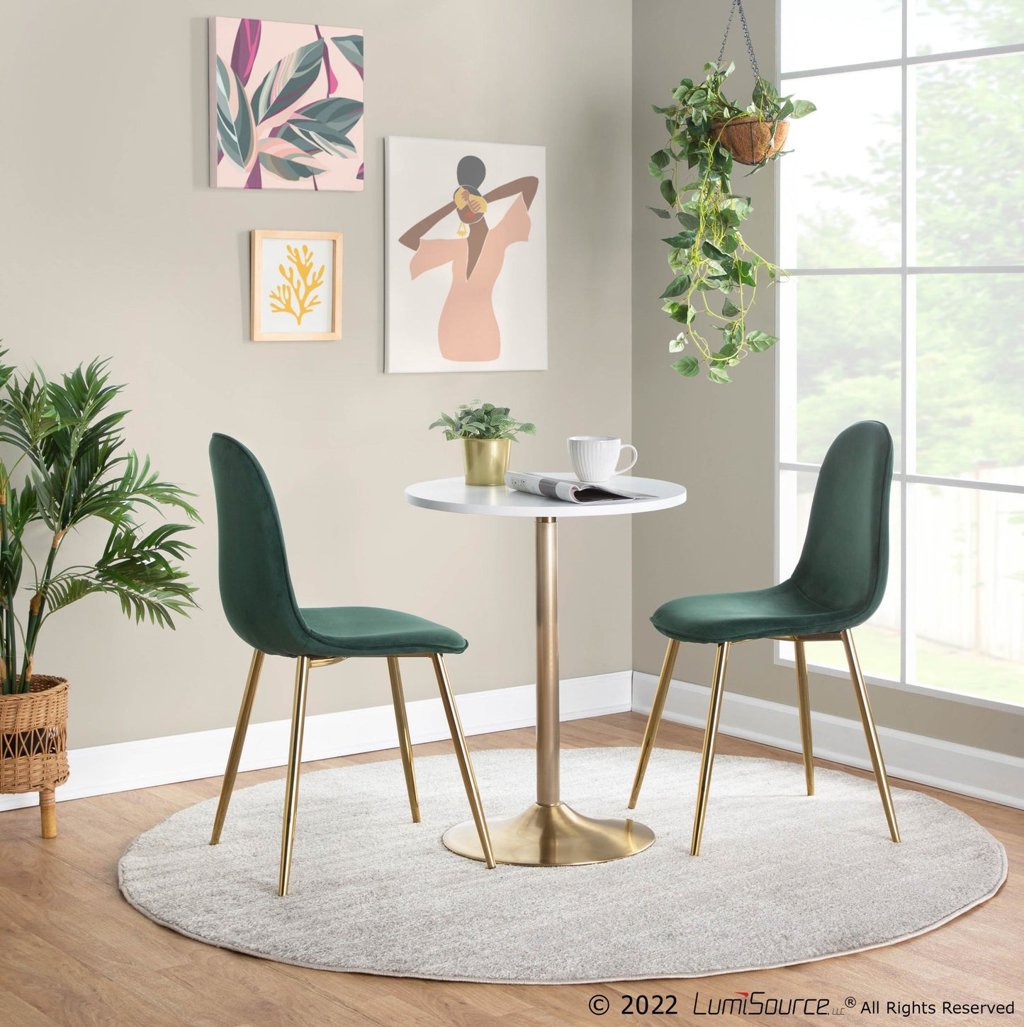 Pebble Dining or Bar Table, Gold/White