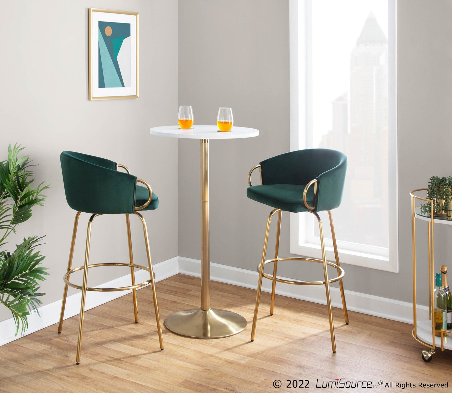Pebble Dining or Bar Table, Gold/White