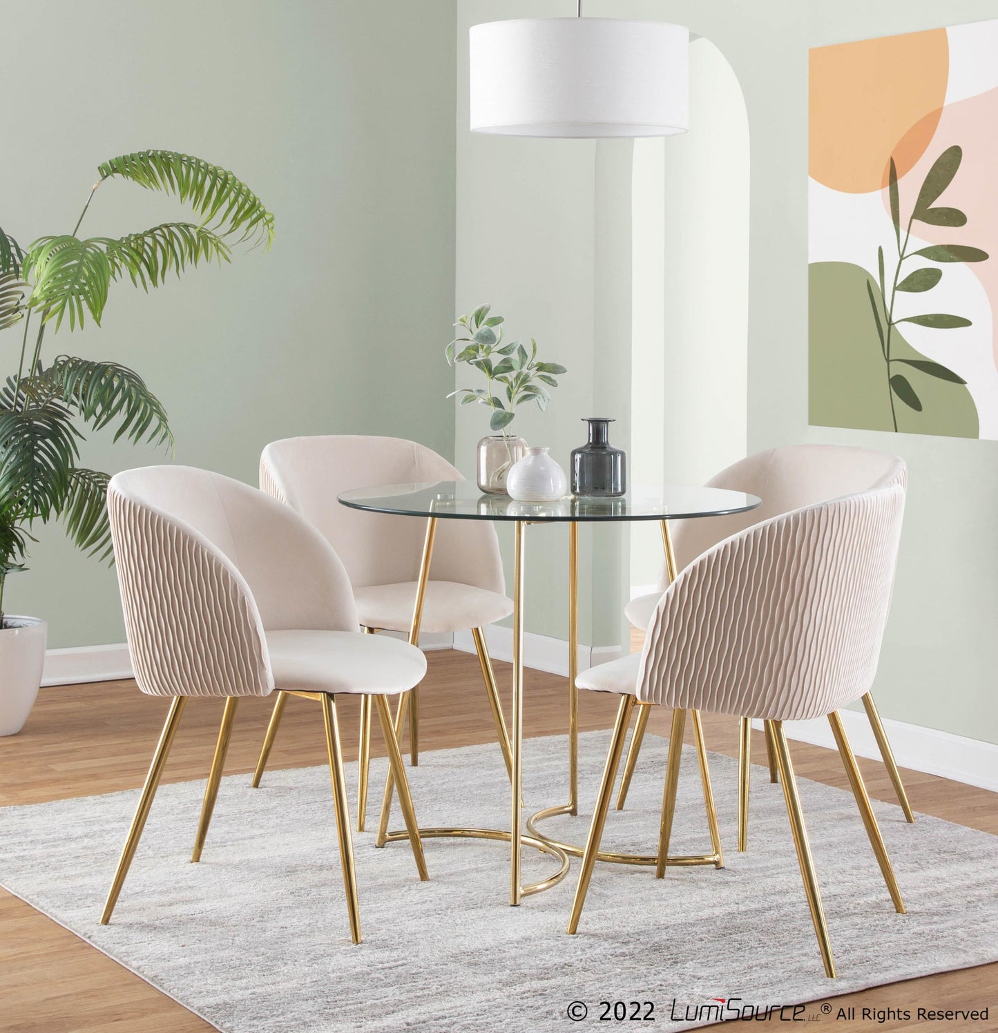 Cece Dinette Table, Gold/Glass