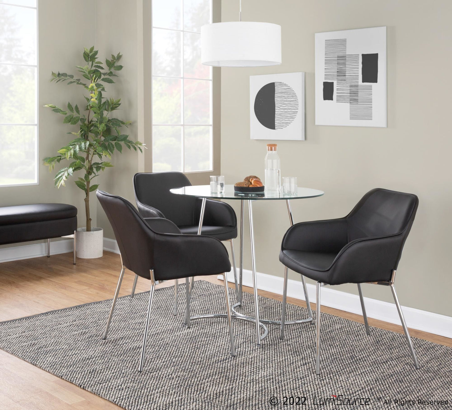 Cece Dinette Table, Chrome/Glass