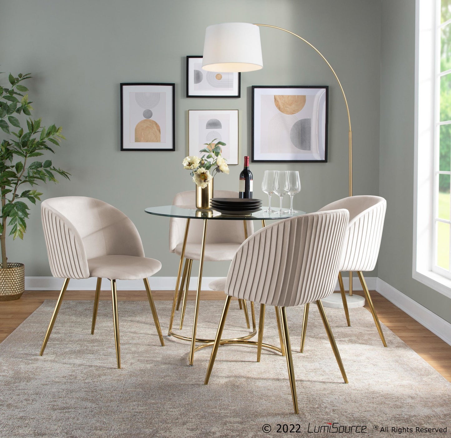 Cece Dinette Table, Gold/Glass