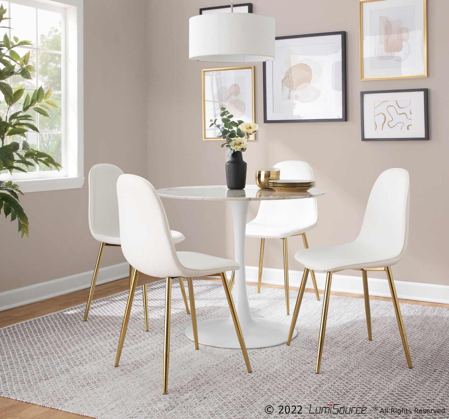 Pebble Mod Table, White/White