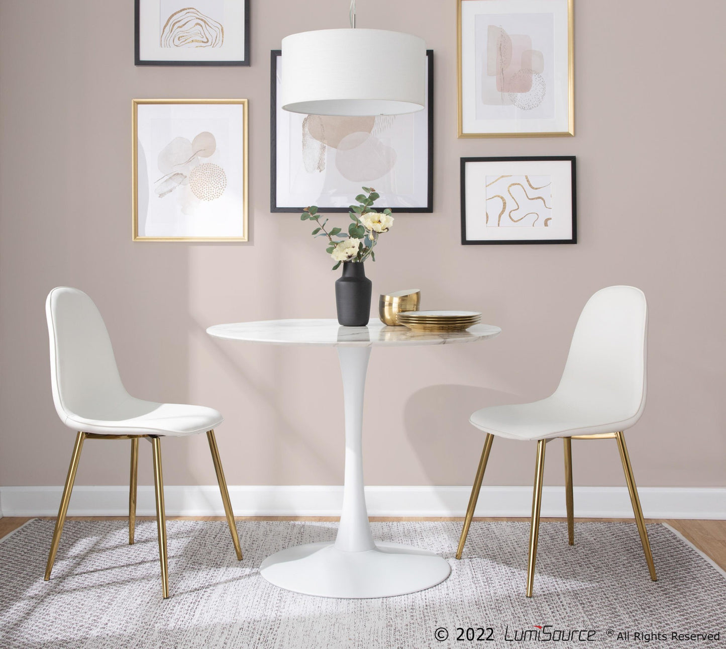 Pebble Mod Table, White/White