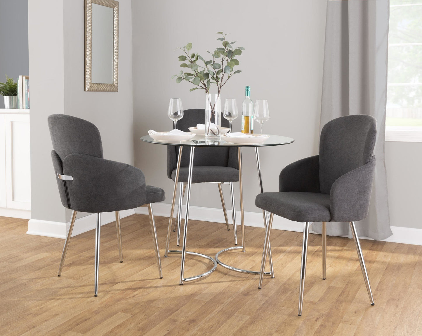 Cece Dinette Table, Chrome/Glass