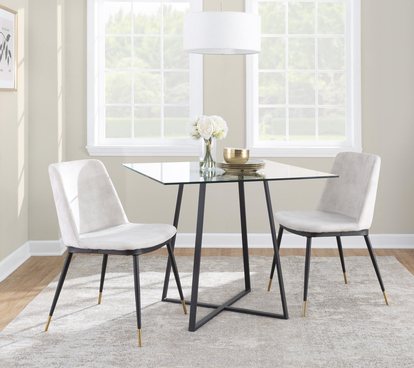 Cosmo Square Dining Table, Black/Glass