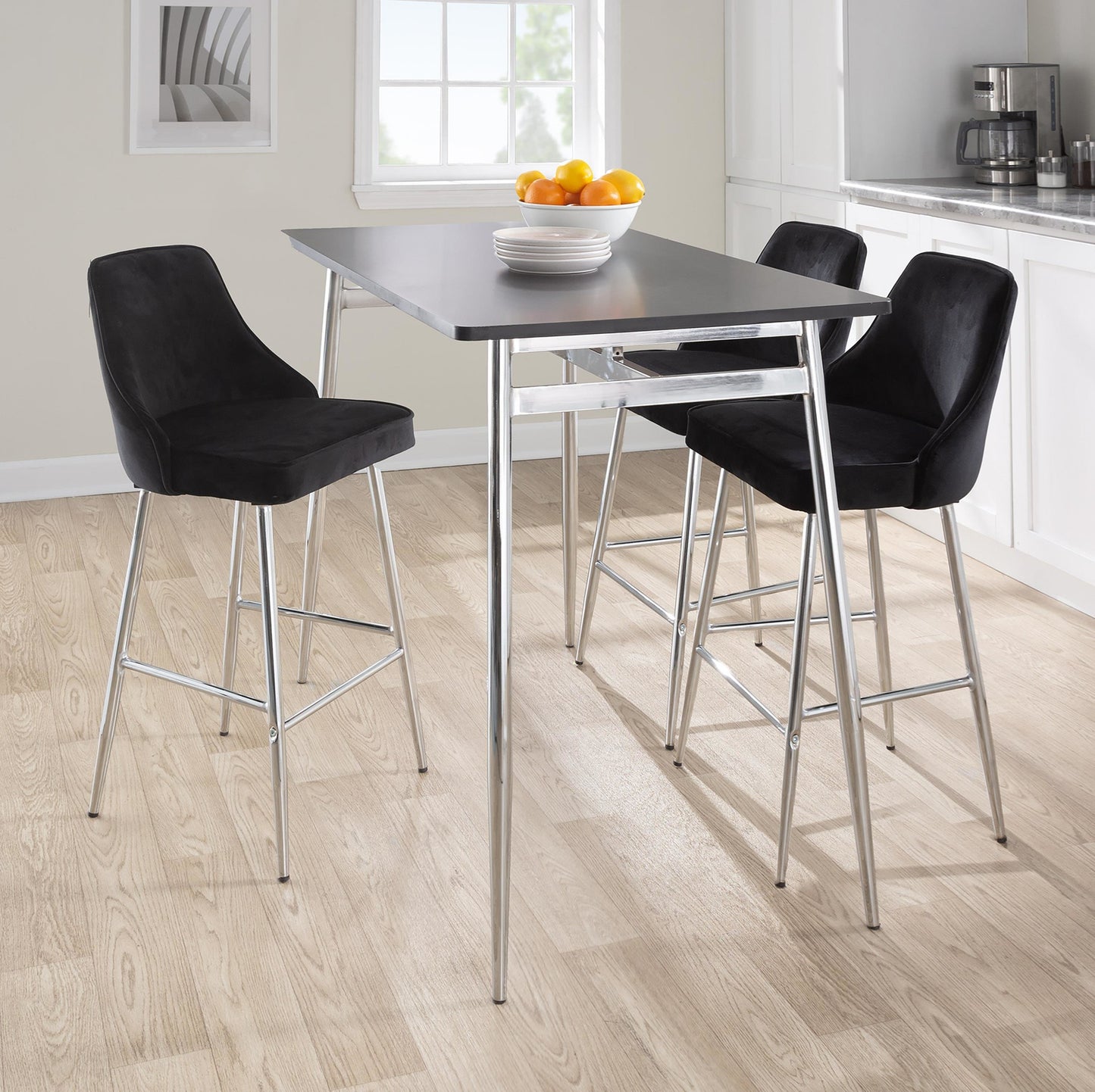 Marcel Counter Table, Chrome/Black