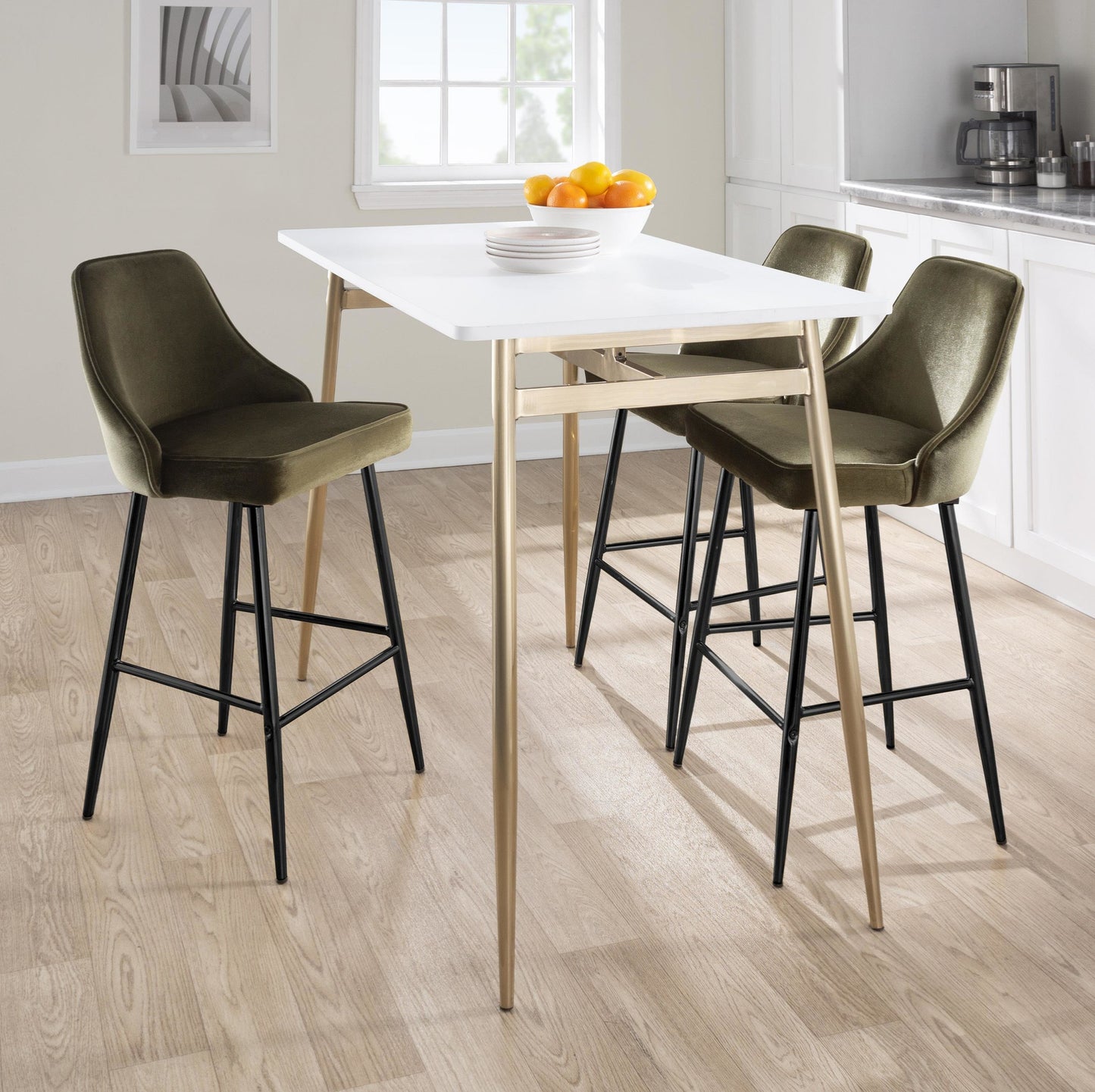 Marcel Counter Table, Gold/White