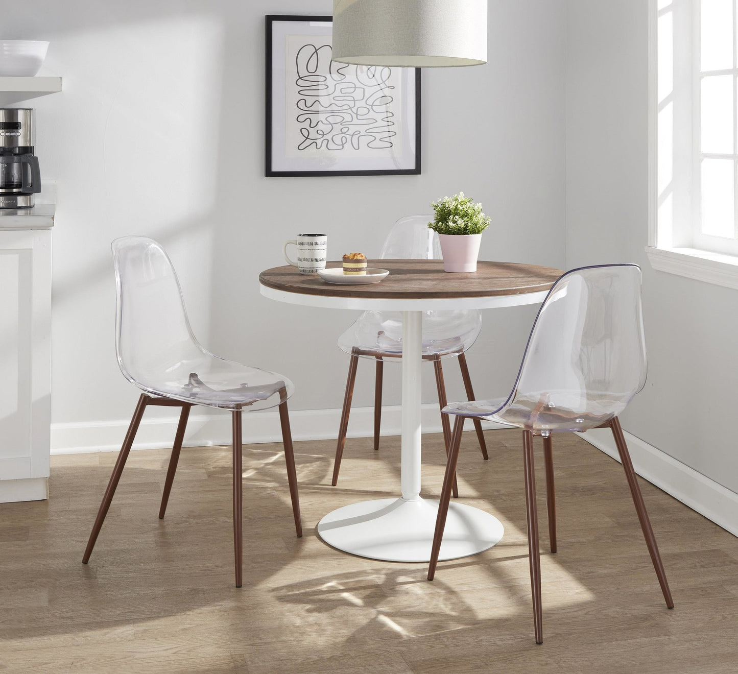 Dakota Dining Table, White/Brown