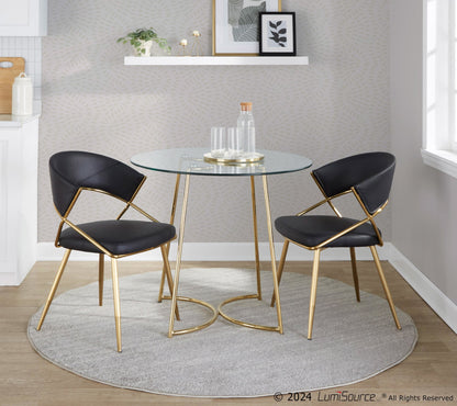 Cece Dinette Table, Gold/Glass