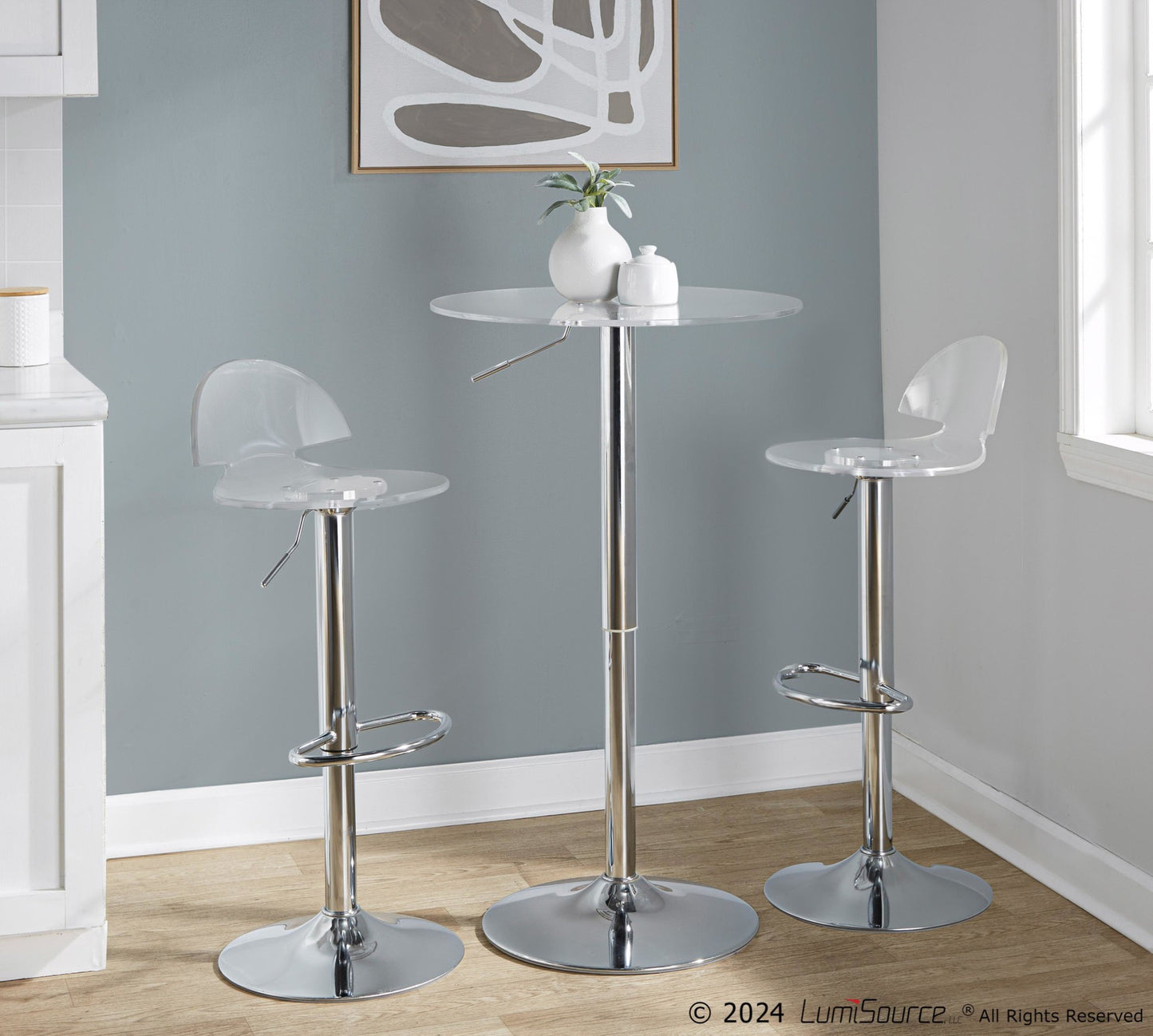 Adjustable Bar Table, Clear