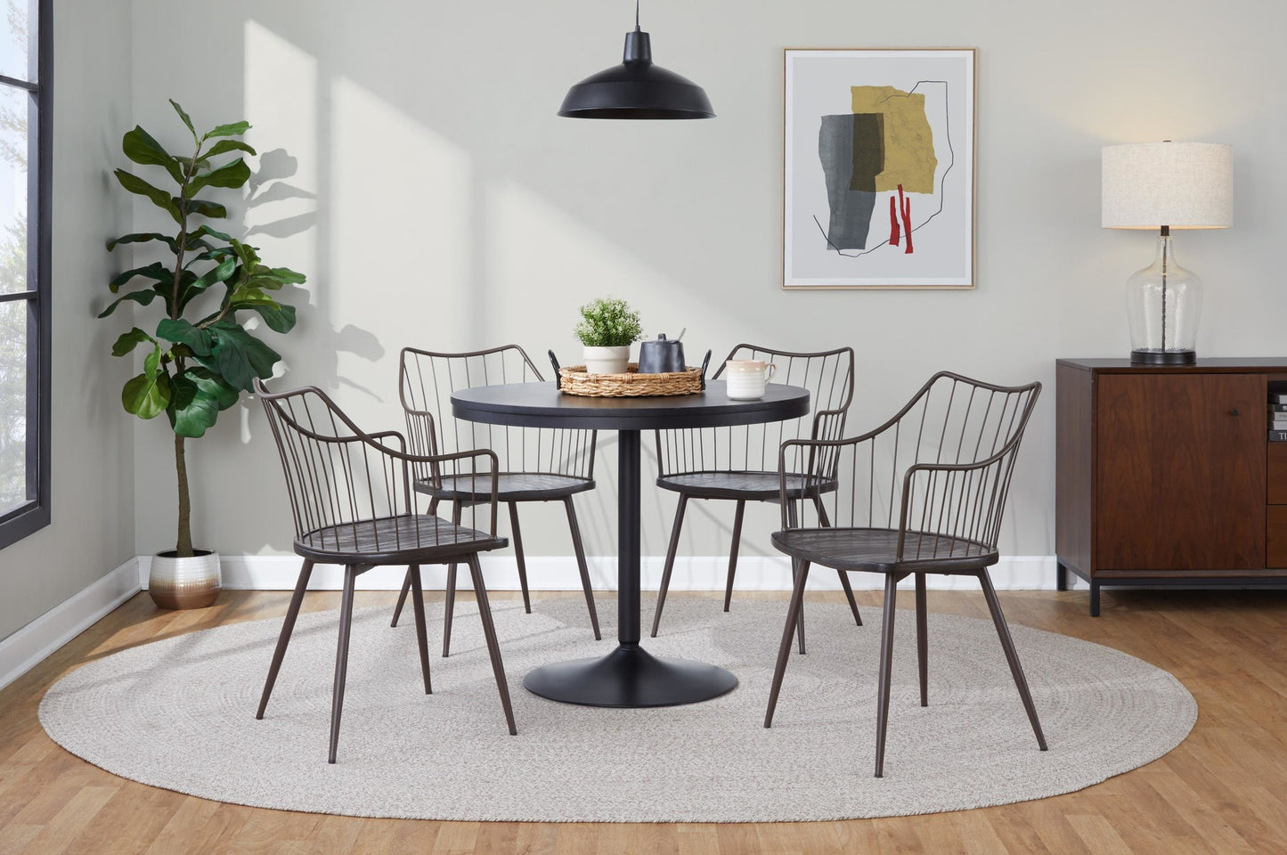 Dakota-Winston Contemporary Dining Set in Black - 5 Piece