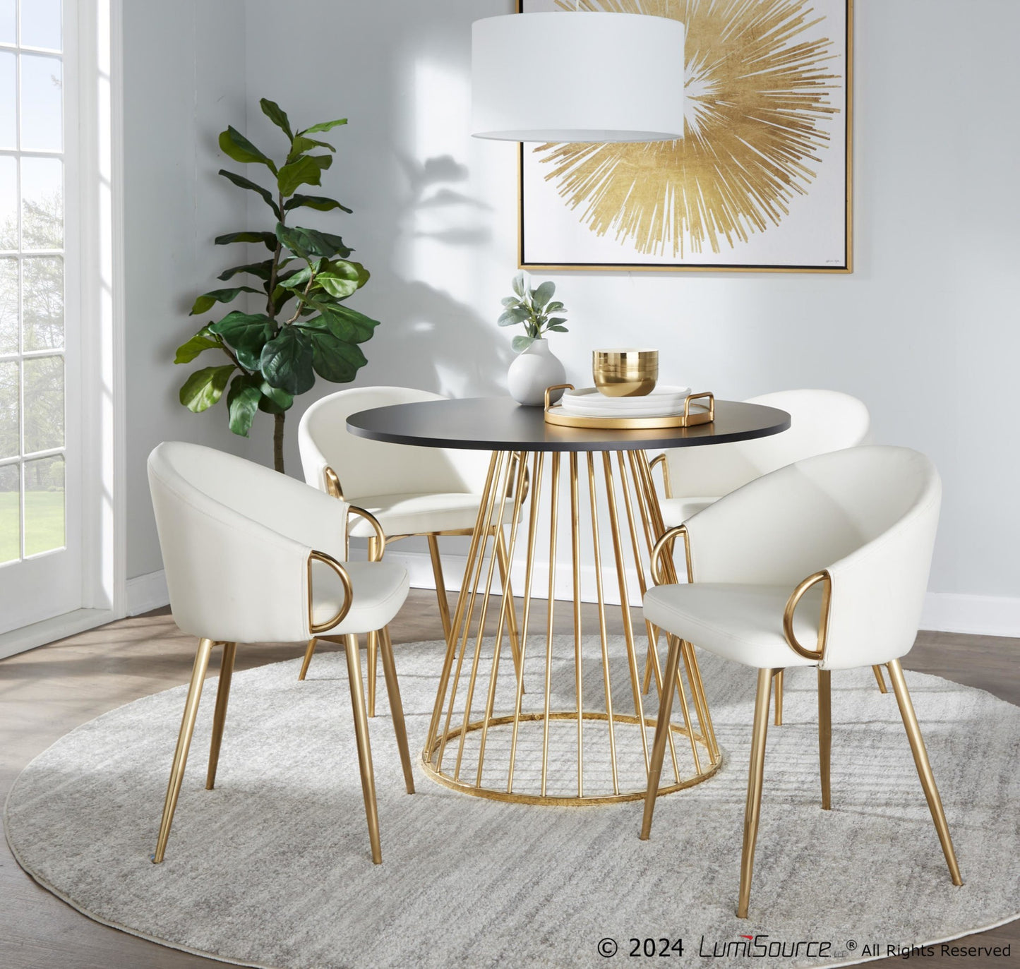 Canary Dining Table, Gold/Black