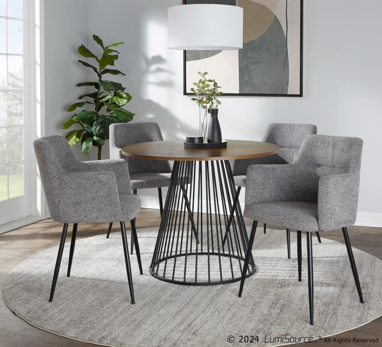 Canary Dining Table, Black/Walnut