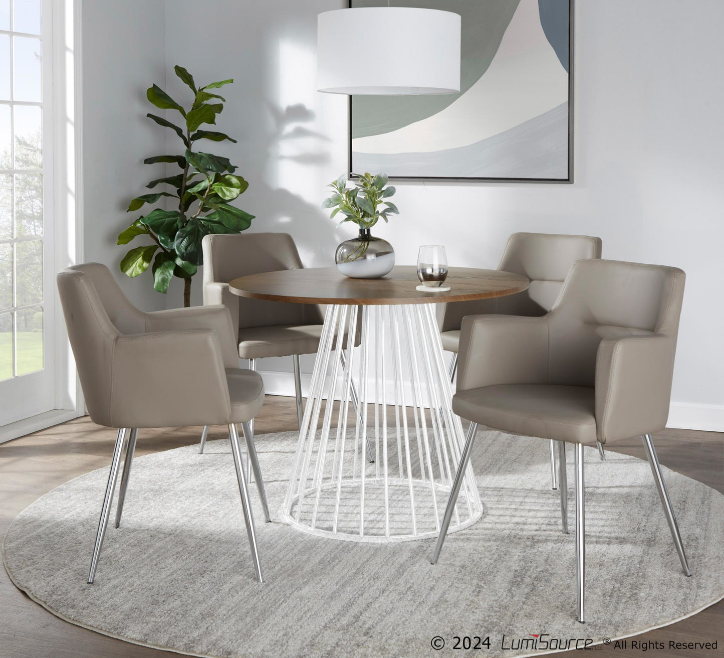 Canary Dining Table, White/Walnut