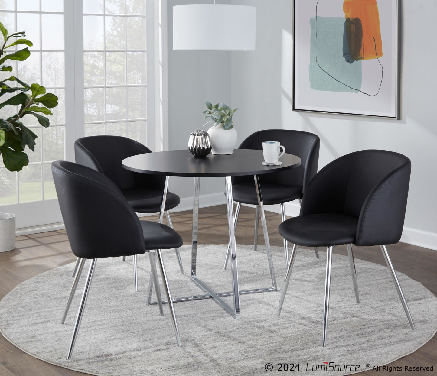 Cosmo Dining Table, Chrome/Black