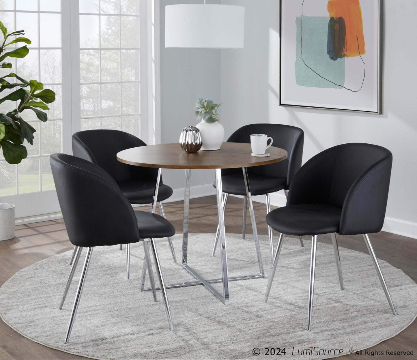 Cosmo Dining Table, Chrome/Walnut