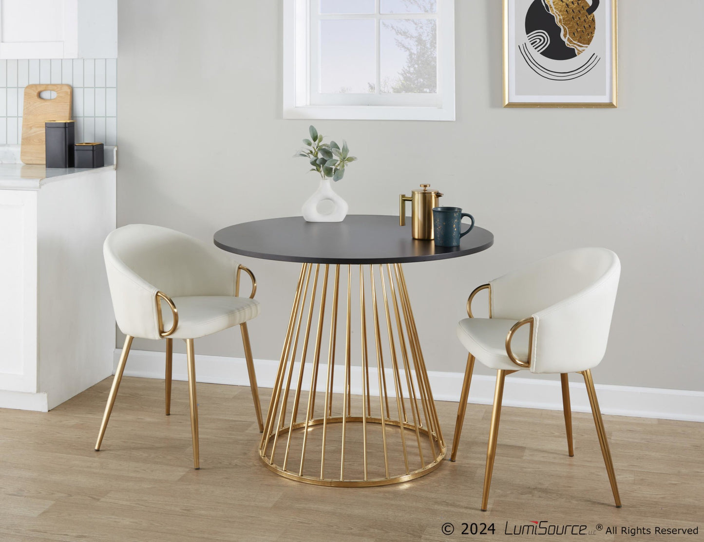 Canary Dining Table, Gold/Black