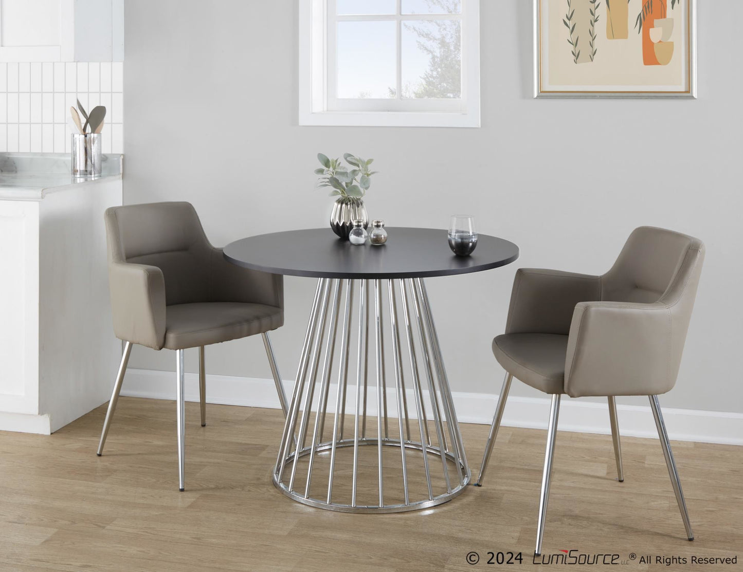 Canary Dining Table, Silver/Black