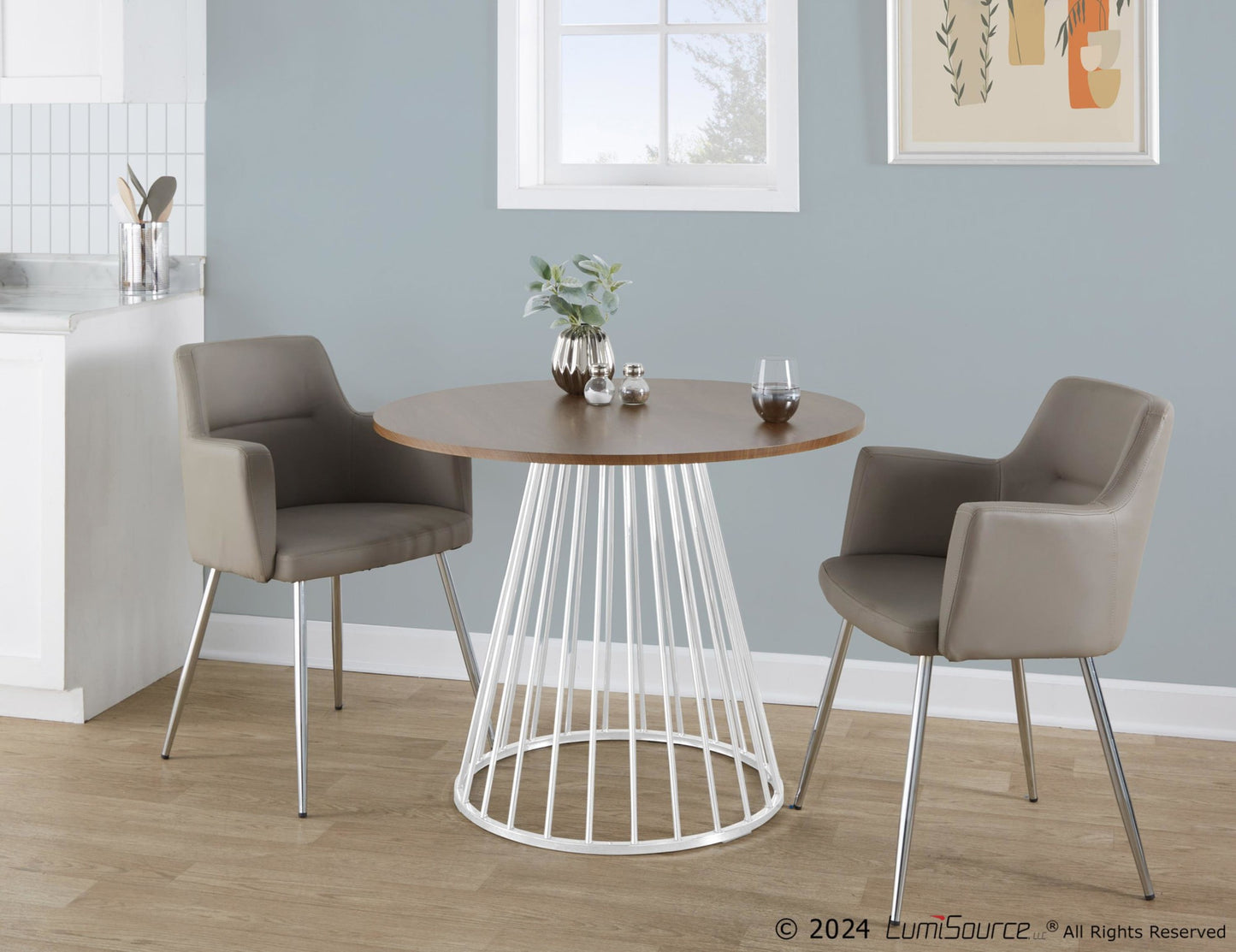 Canary Dining Table, White/Walnut