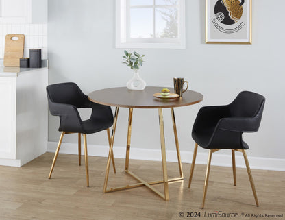 Cosmo Dining Table, Gold/Walnut