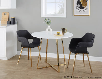 Cosmo Dining Table, Gold/White