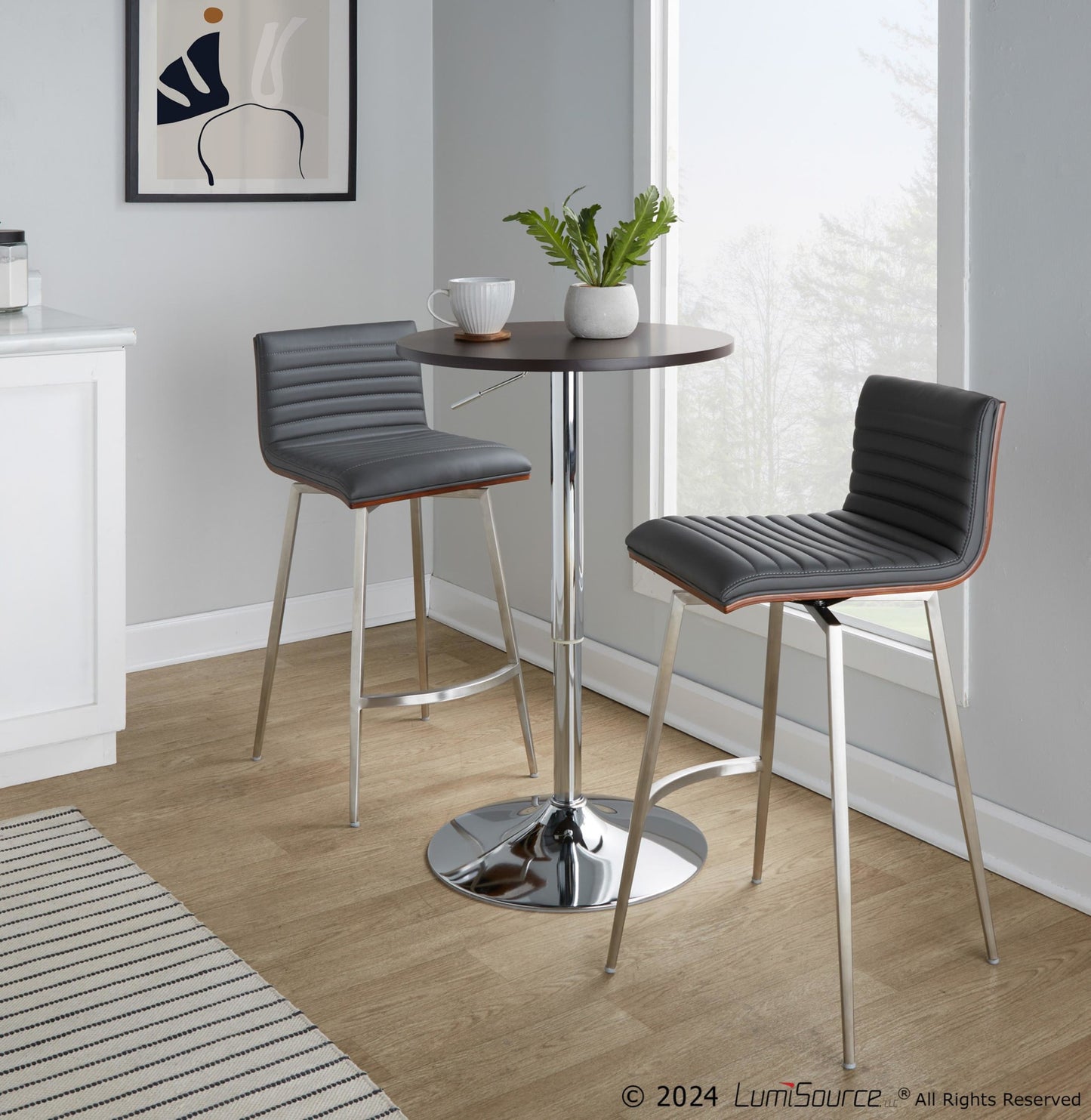 Mason Swivel Adjustable Counter Height Dining Set - 3 Piece, Grey