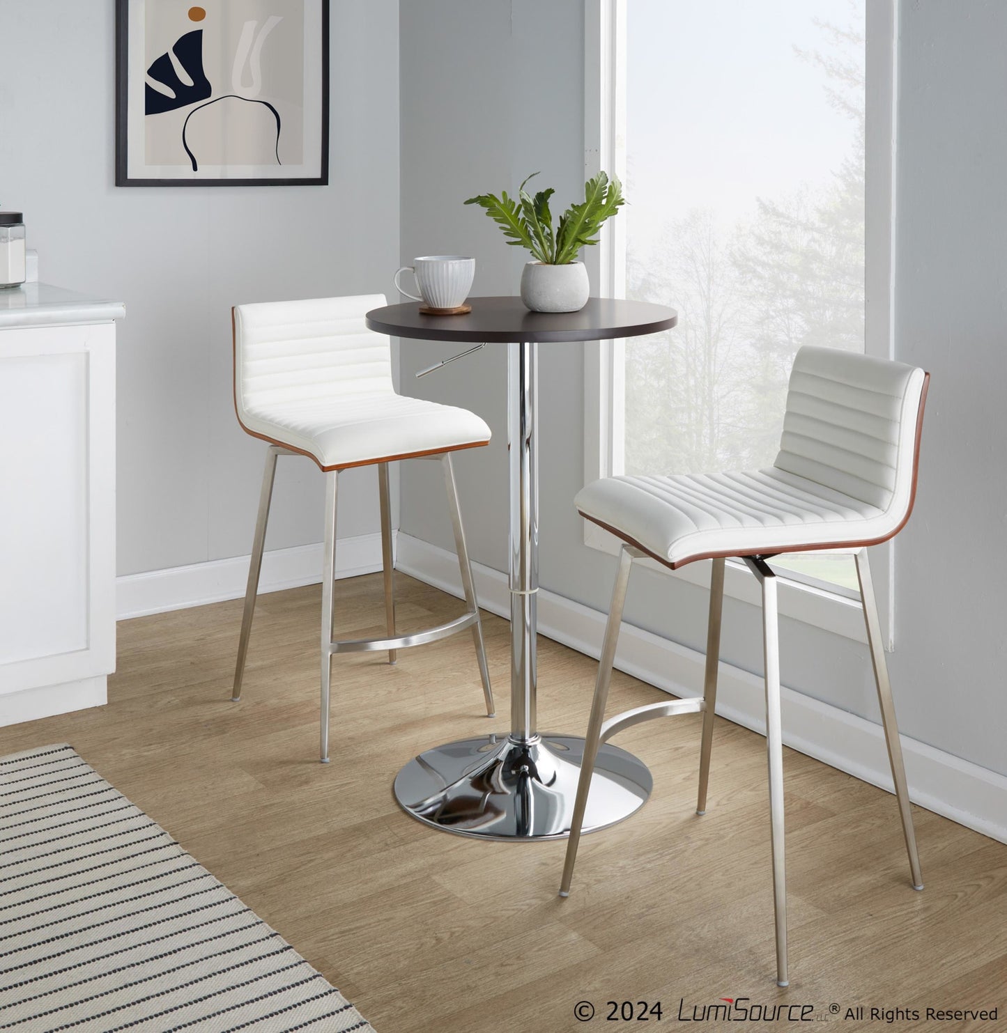 Mason Swivel Adjustable Counter Height Dining Set - 3 Piece, White