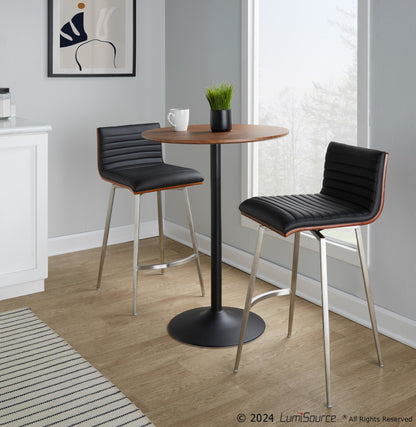 Pebble-Mason Swivel Counter Height Dining Set - 3 Piece, Black