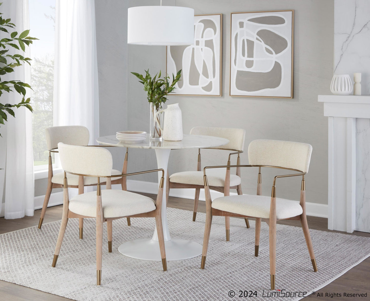 Pebble Mod Table, White/White