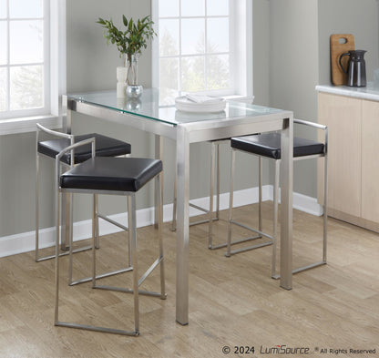 Fuji 5-Piece Contemporary Counter Height Dining Set in Stainless Steel and Black by LumiSource