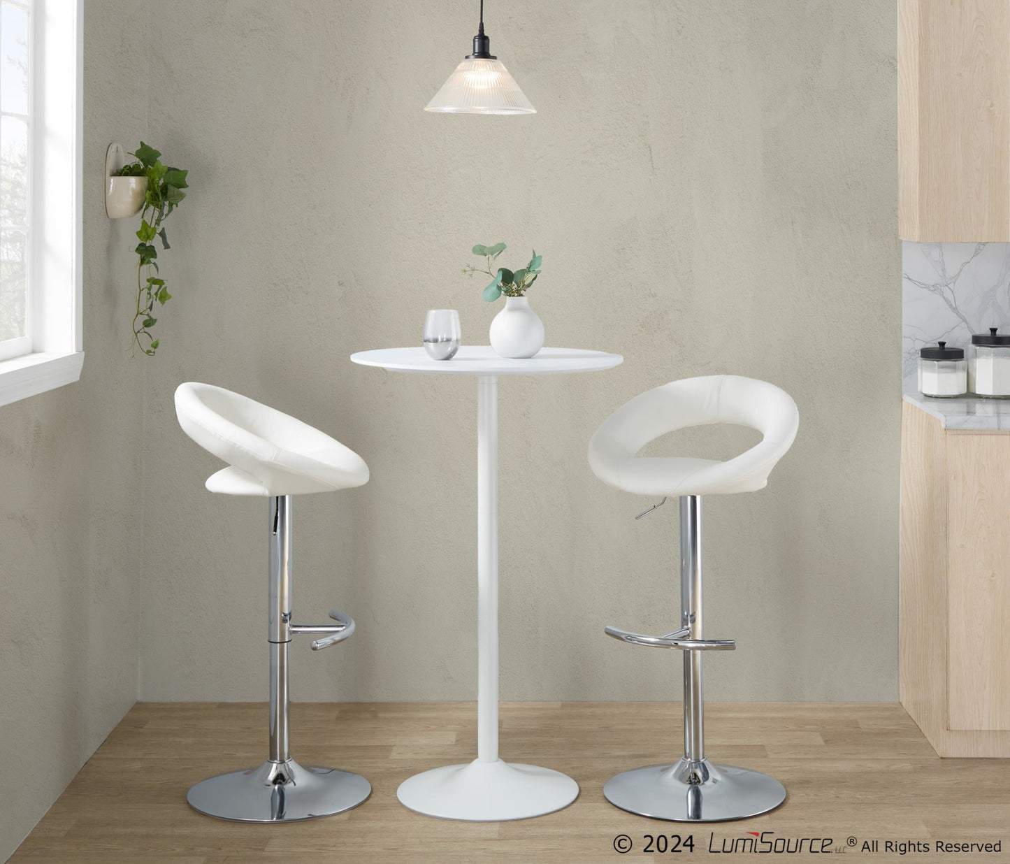 Pebble 3-Height Table, White/White