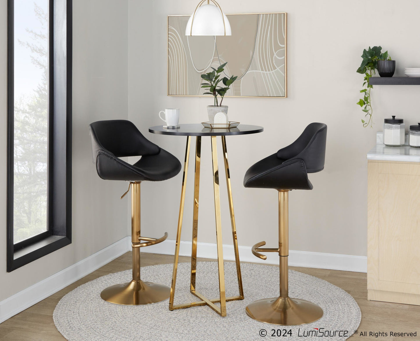 Cosmo Bar Table, Gold/Black