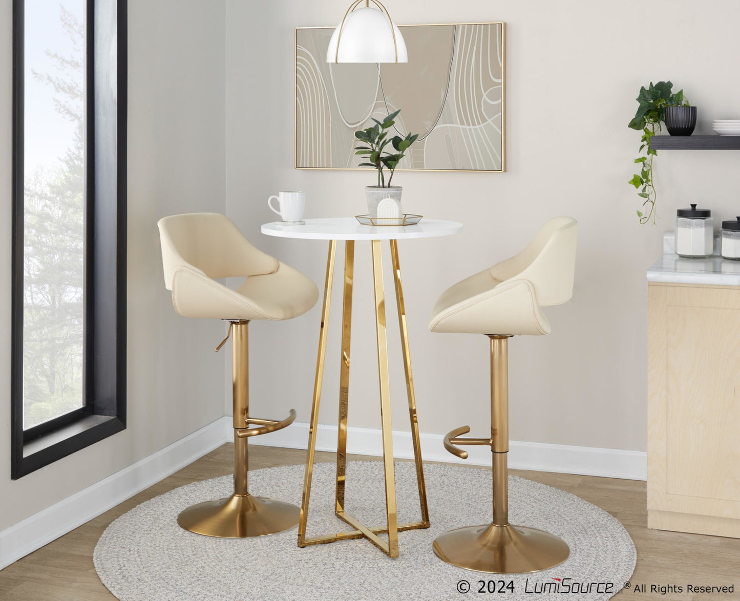 Cosmo Bar Table, Gold/White