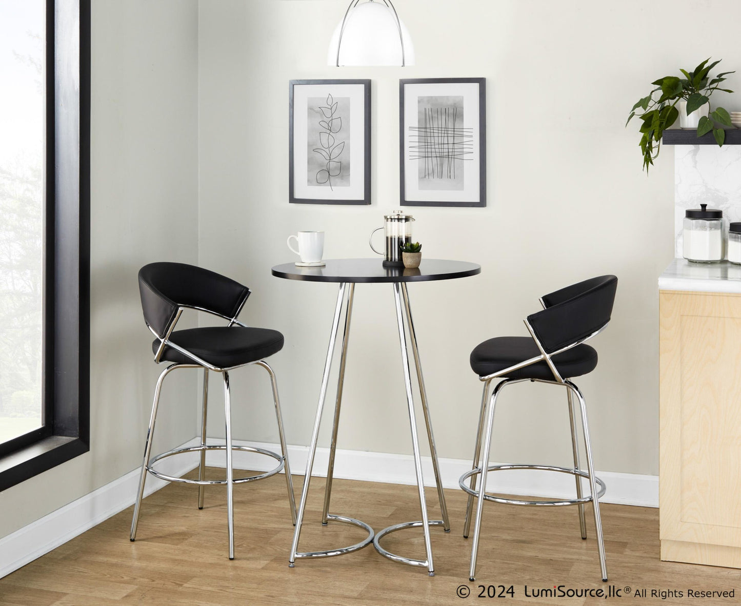 Cece Counter Table, Chrome/Black