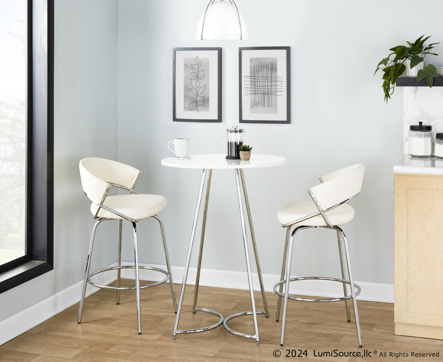 Cece Counter Table, Chrome/White