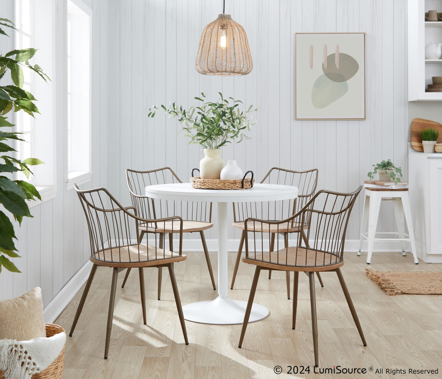 Dakota-Winston Contemporary Dining Set in White - 5 Piece