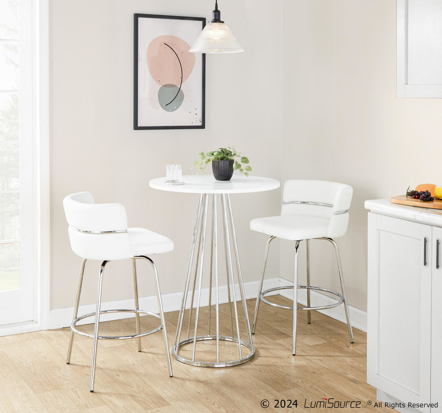 Canary Counter Table, Chrome/White