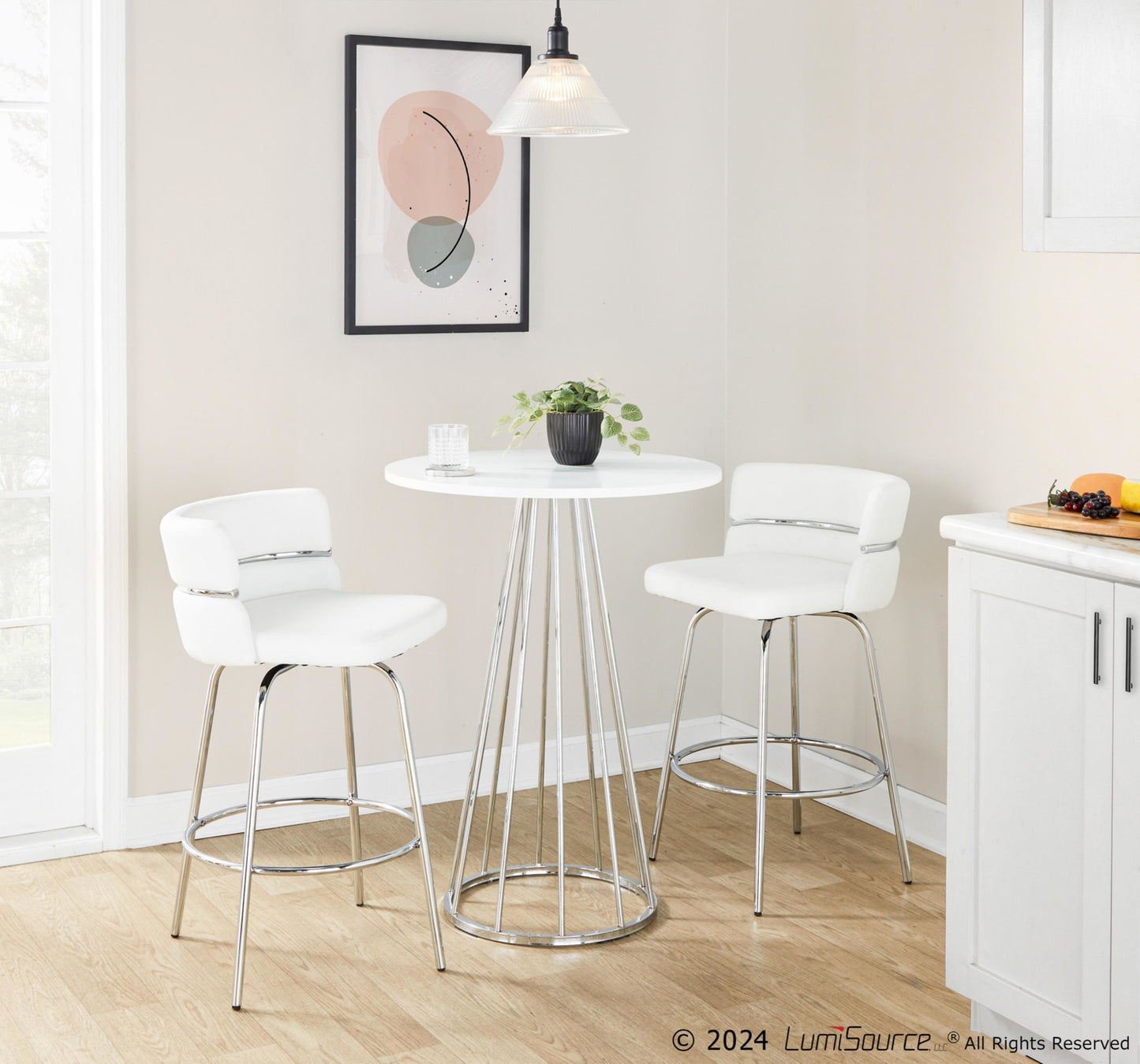 Canary Counter Table, Chrome/White