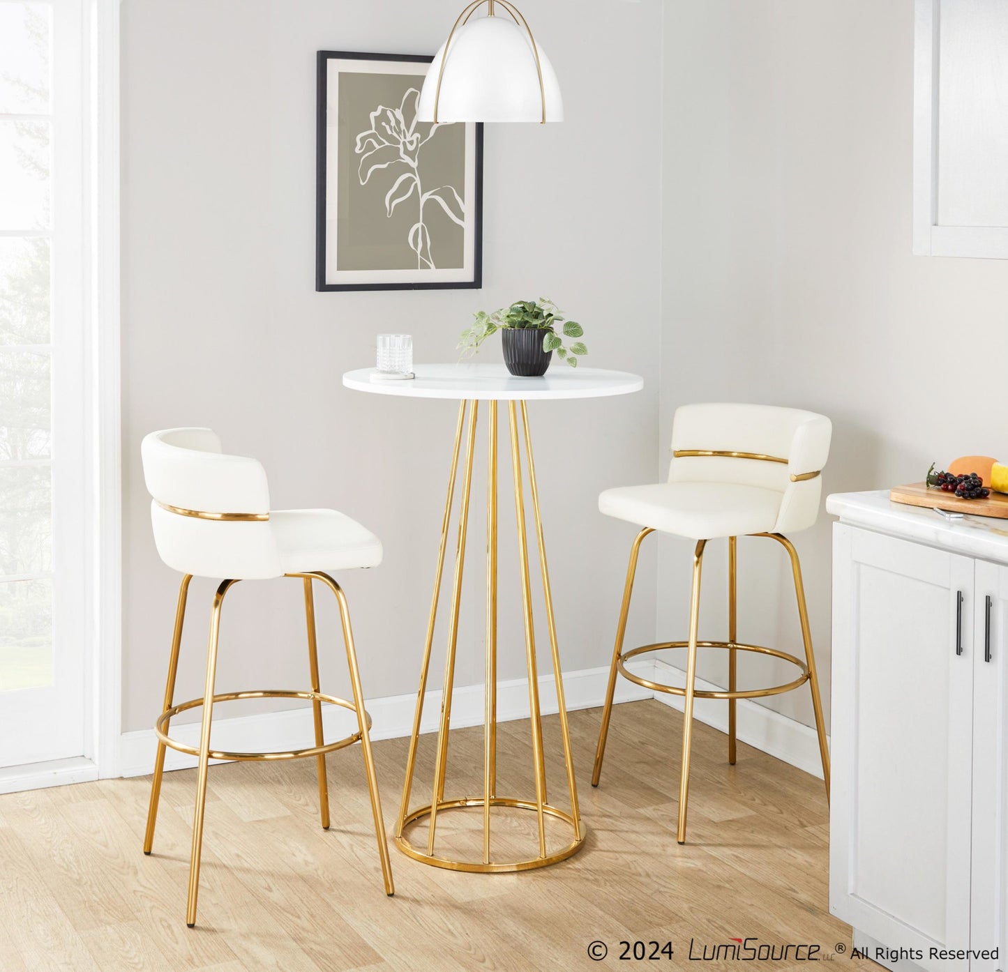 Canary Bar Table, Gold/White