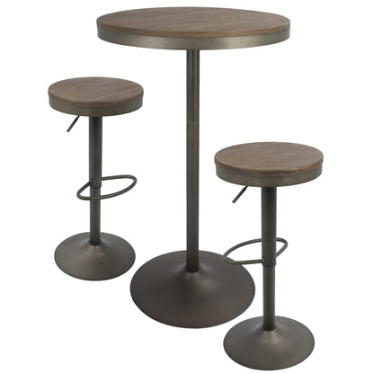 Dakota 3-Piece Industrial-Farmhouse Dining Set in Antique