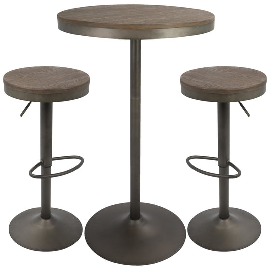Dakota 3-Piece Industrial-Farmhouse Dining Set in Antique